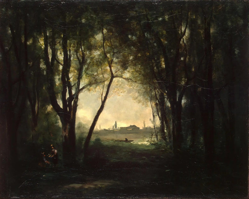 Landskap med en sjö - Jean-Baptiste Camille Corot