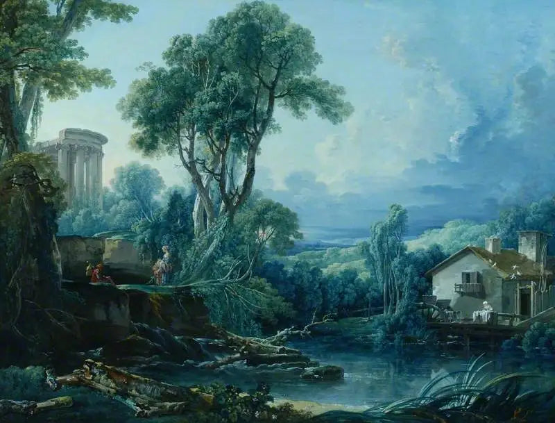 Landskap med ett vattenhjul - François Boucher