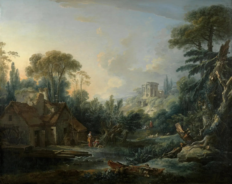 Landskap med ett vattenhjul - François Boucher