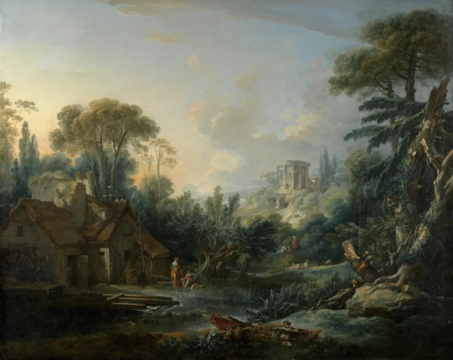 Landskap med ett vattenhjul - François Boucher