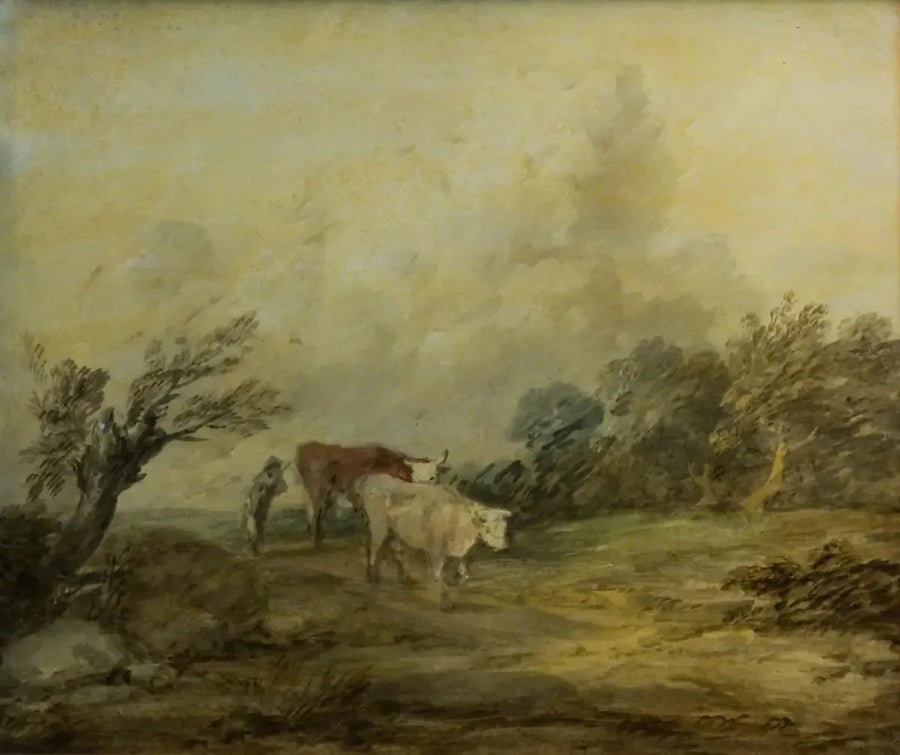 Landskap med en bonde som leder kor - Thomas Gainsborough