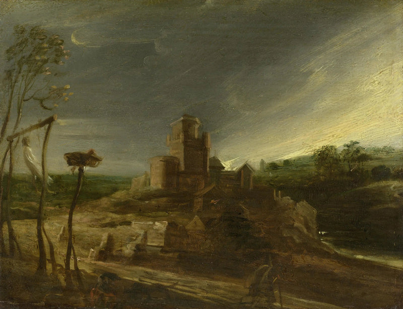 Landskap med en person som hänger på en galge - Peter Paul Rubens