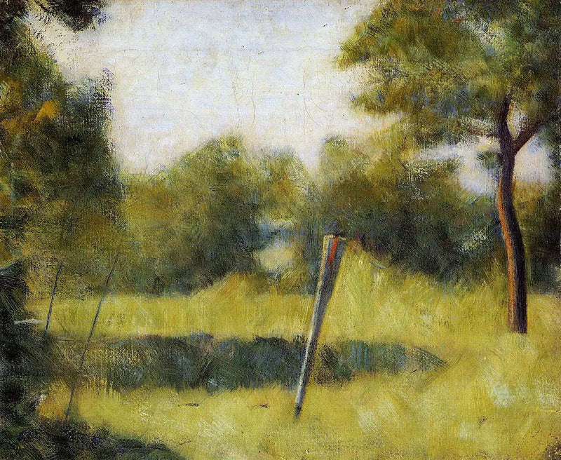 Landskap med en påle - Georges Seurat