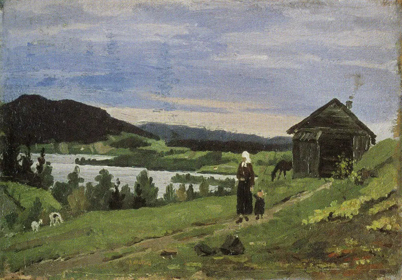 Landskap med en kvinna och ett barn - Edvard Munch
