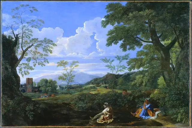 Landskap med en kvinna som tvättar fötterna - Nicolas Poussin