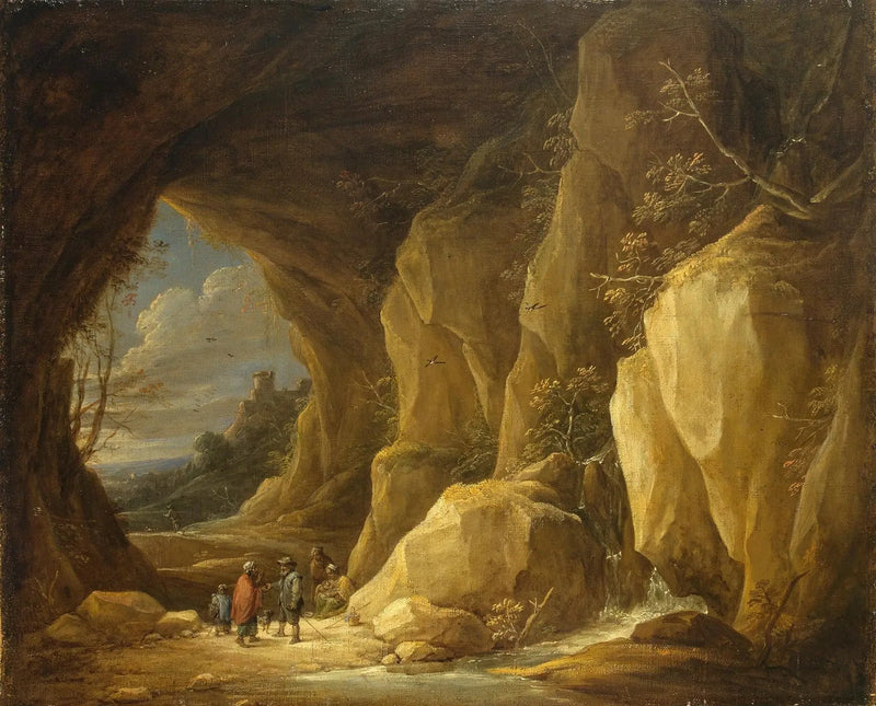 Landskap med en grotta och en grupp zigenare - David Teniers den yngre