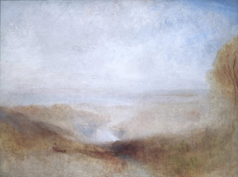 Landskap med en flod och en bukt i fjärran - J. M. W. Turner