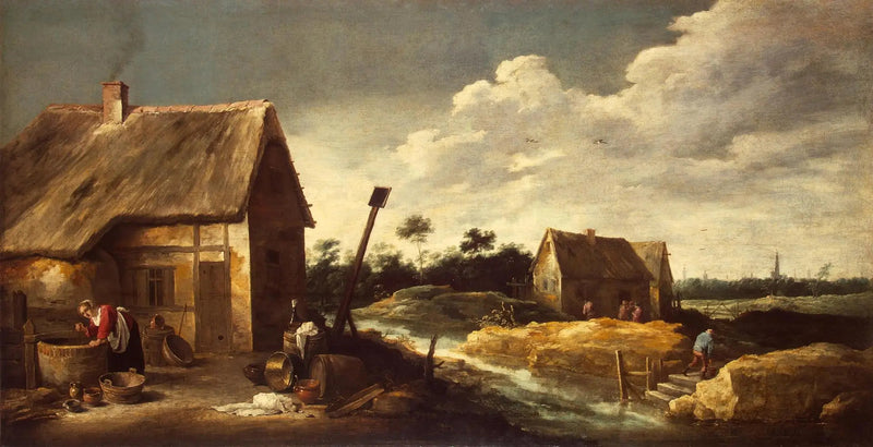 Landskap med en tjänarinna vid brunnen - David Teniers den yngre