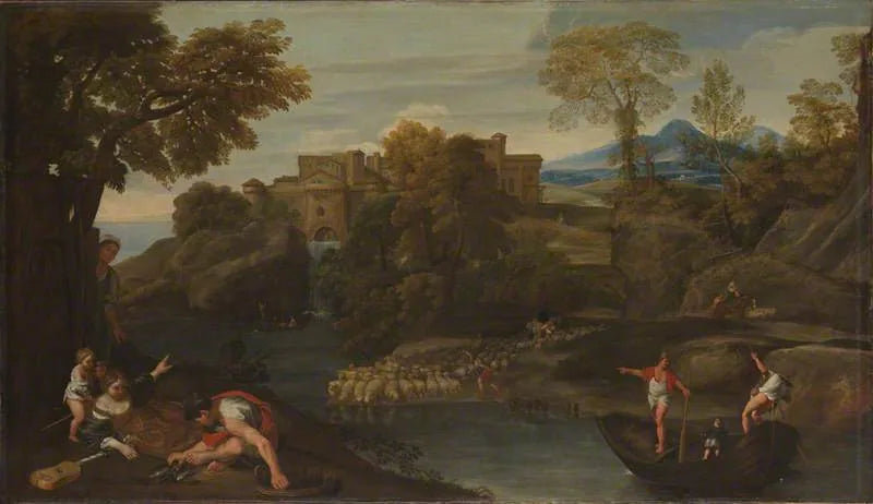 Landskap med en befäst stad - Domenichino