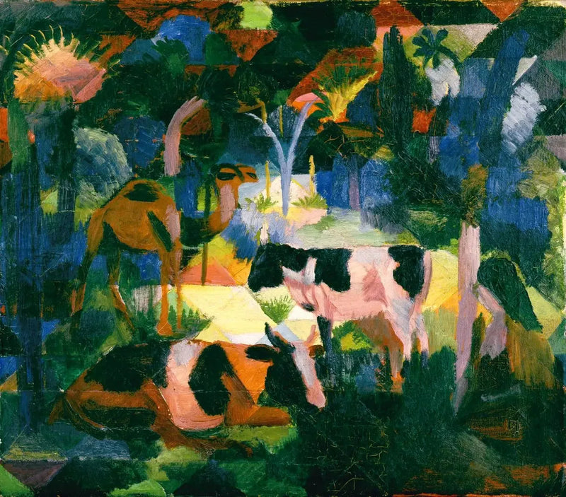 Landskap med kor och kameler - August Macke