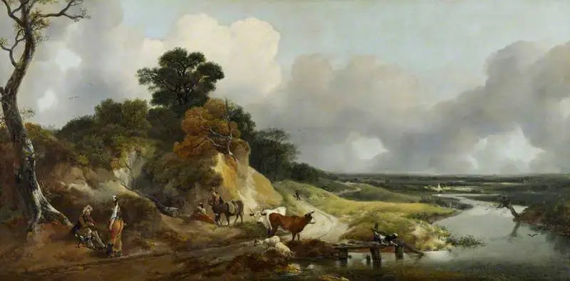 Landskap med utsikt över en avlägsen by - Thomas Gainsborough