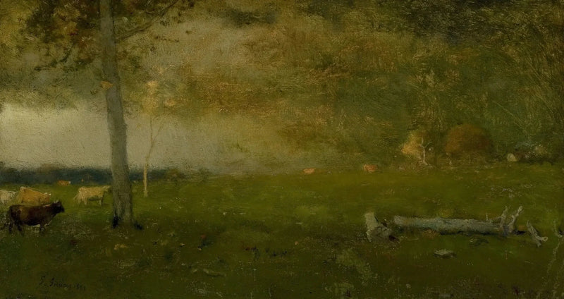 Landskap (boskap i stormen) - George Inness