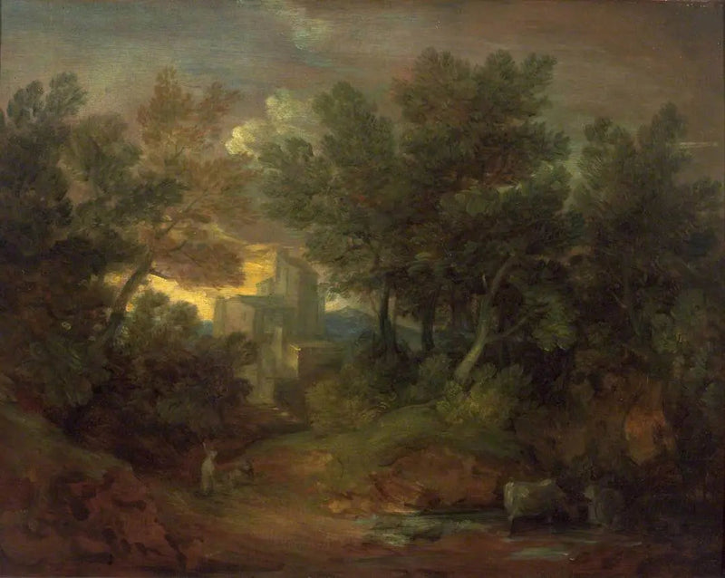 Skoglandskap med byggnad - Thomas Gainsborough