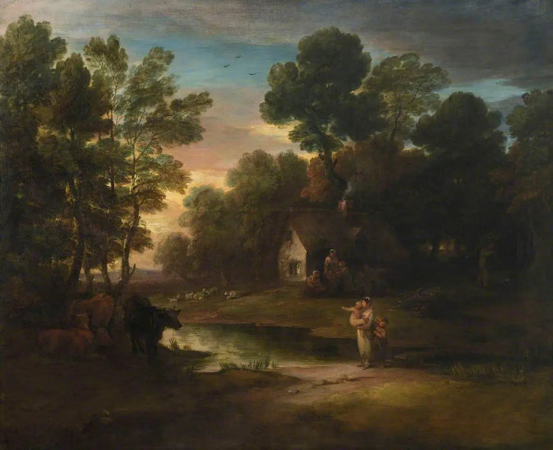 Skoglandskap med boskap vid kanten av en damm - Thomas Gainsborough