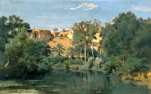 Skoglandskap med en damm - Jean-Baptiste Camille Corot
