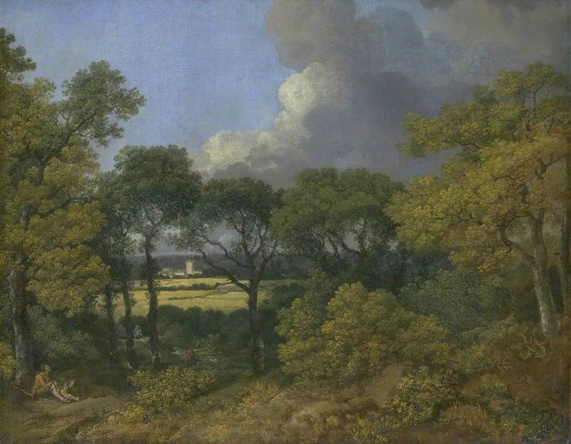 Skoglandskap med en bonde som vilar - Thomas Gainsborough