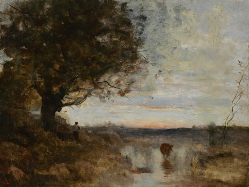 Komponerad landskap, soluppgångseffekt - Jean-Baptiste Camille Corot