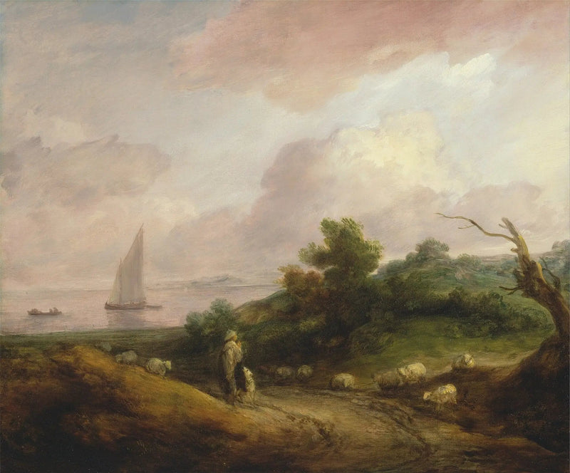 Kustlandskap med en herde och hans flock - Thomas Gainsborough