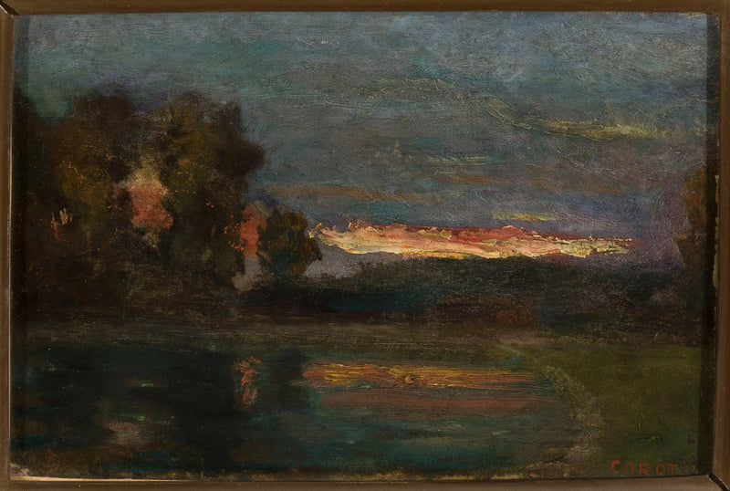 Landskap – Skymning vid vattnet - Jean-Baptiste Camille Corot