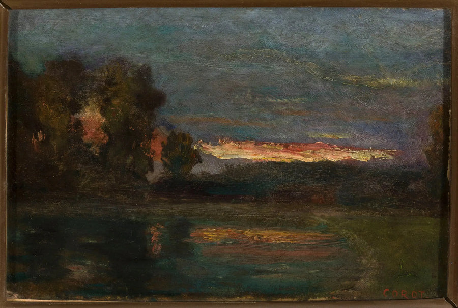 Landskap – Skymning vid vattnet - Jean-Baptiste Camille Corot