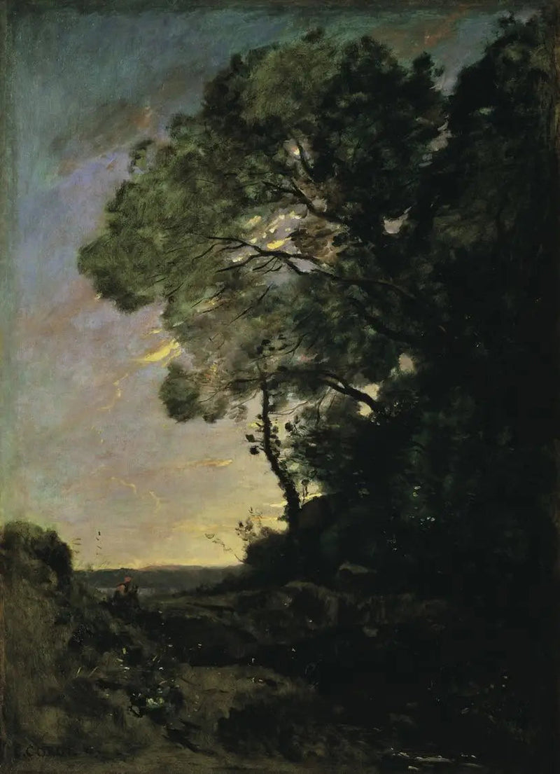 Trädlandskap (kväll) - Jean-Baptiste Camille Corot