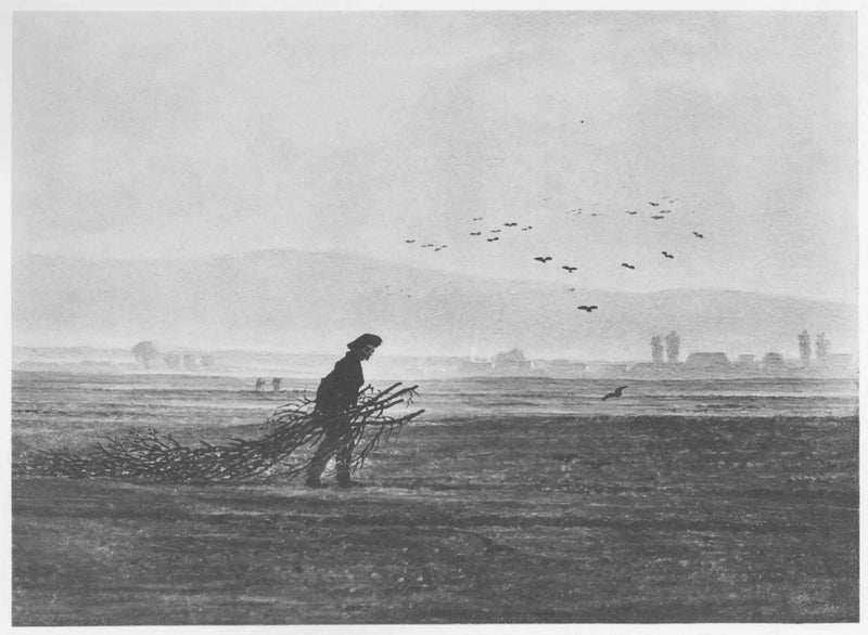 Höstlandskap med en man som samlar ved - Caspar David Friedrich