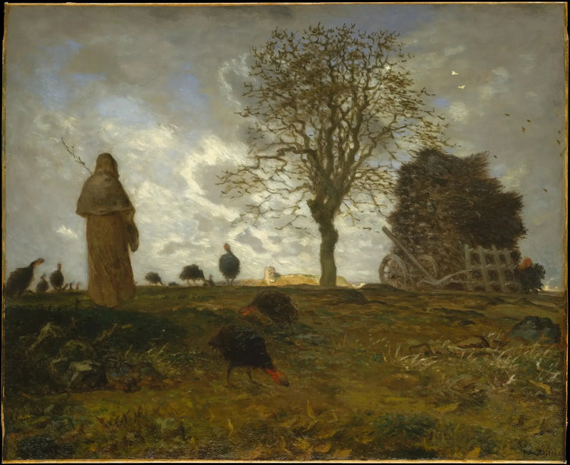 Höstlandskap med en flock kalkoner - Jean-François Millet