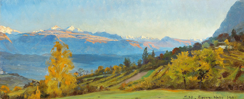 Höstlandskap. Utsikt från slottet i Saint-Valentin i Tyrolen. - Peder Severin Krøyer