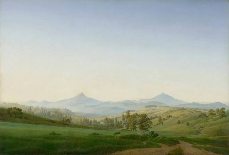 Böhmisk landskap med berget Milleschauer - Caspar David Friedrich