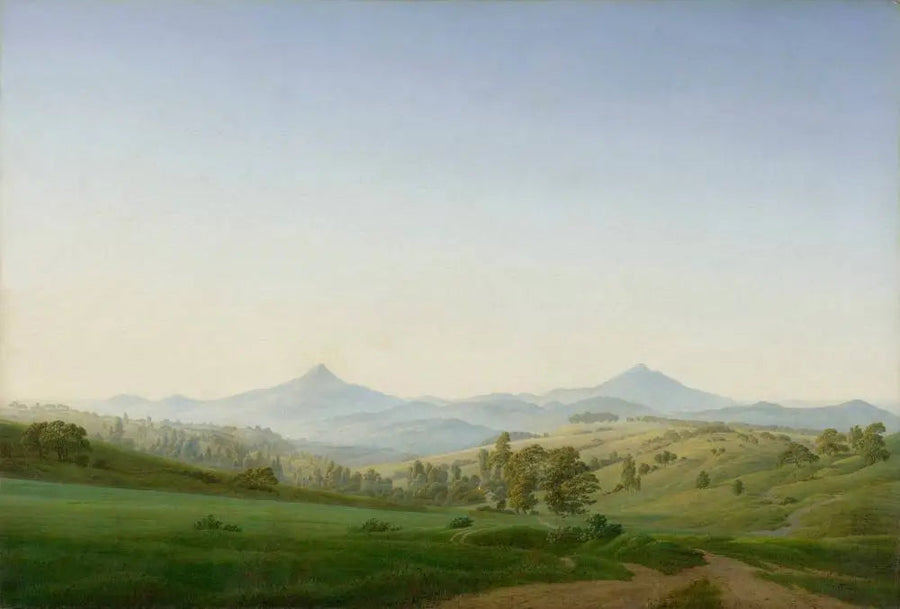 Böhmisk landskap med berget Milleschauer - Caspar David Friedrich