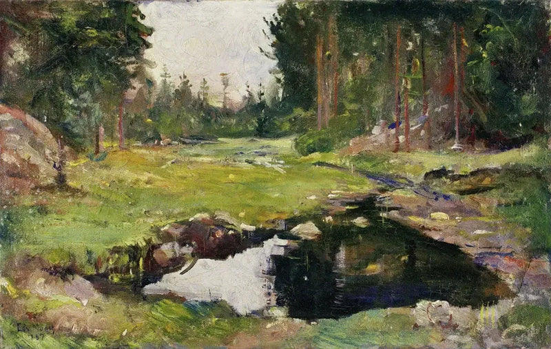 Skogslandskap med en liten sjö - Edvard Munch