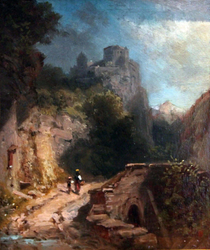 Berglandskap med bro och slott - Carl Spitzweg