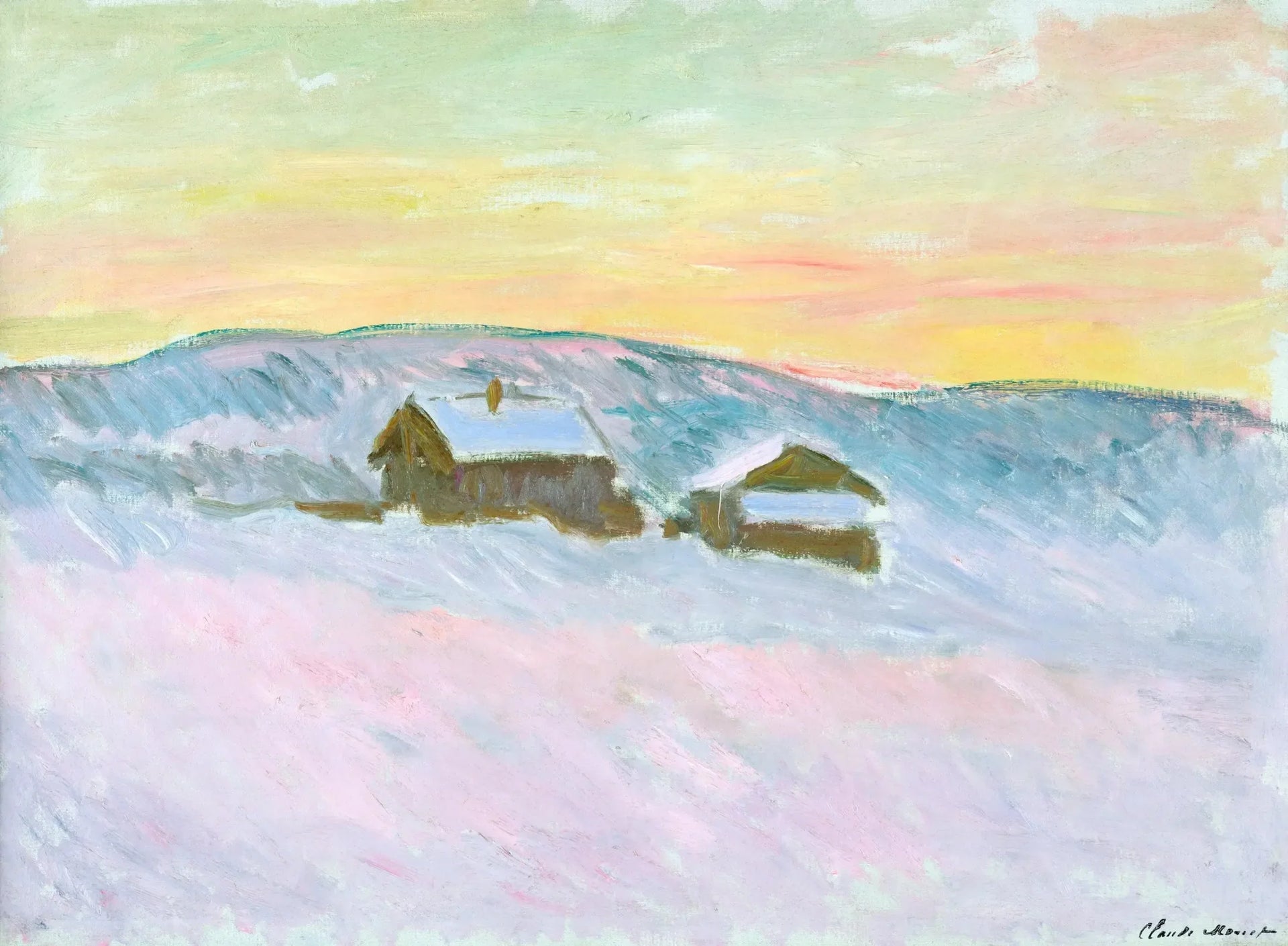 Paysage de Norvège. Les maisons bleues - Claude Monet image 1 reproduction réalisée par Alpha Reproduction