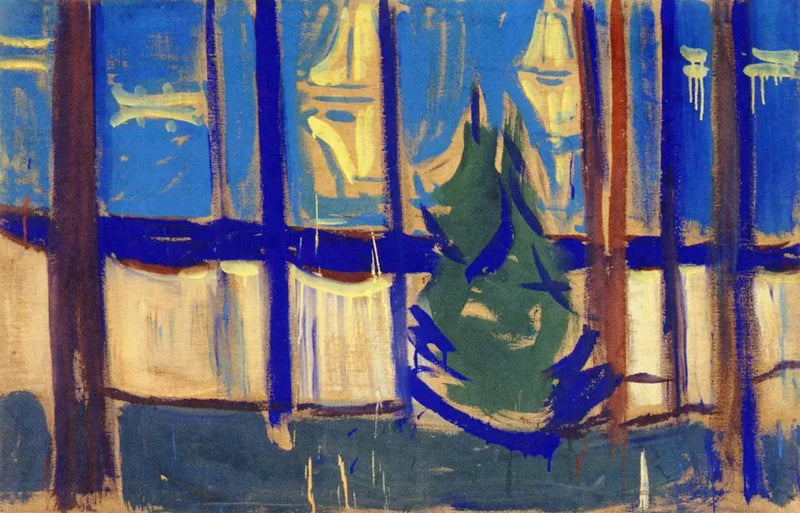 Strandlandskap med träd och båtar - Edvard Munch