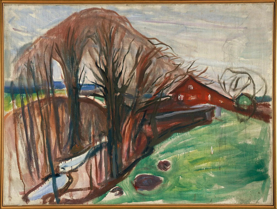 Vårlandskap vid det röda huset - Edvard Munch