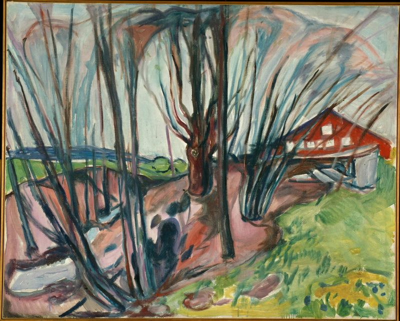 Vårlandskap vid det röda huset - Edvard Munch