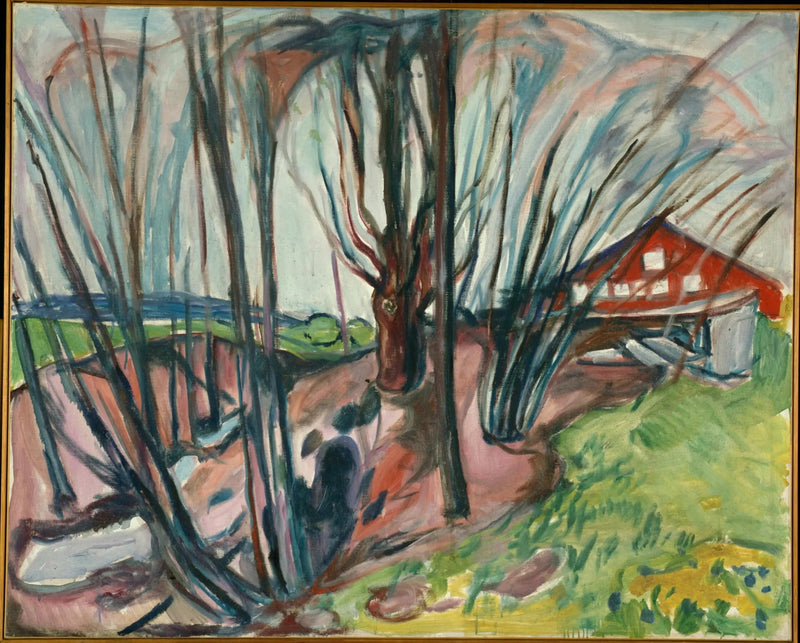 Vårlandskap vid det röda huset - Edvard Munch