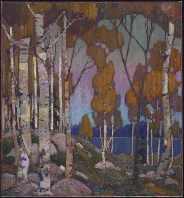 Dekorativt landskap: björkar - Tom Thomson