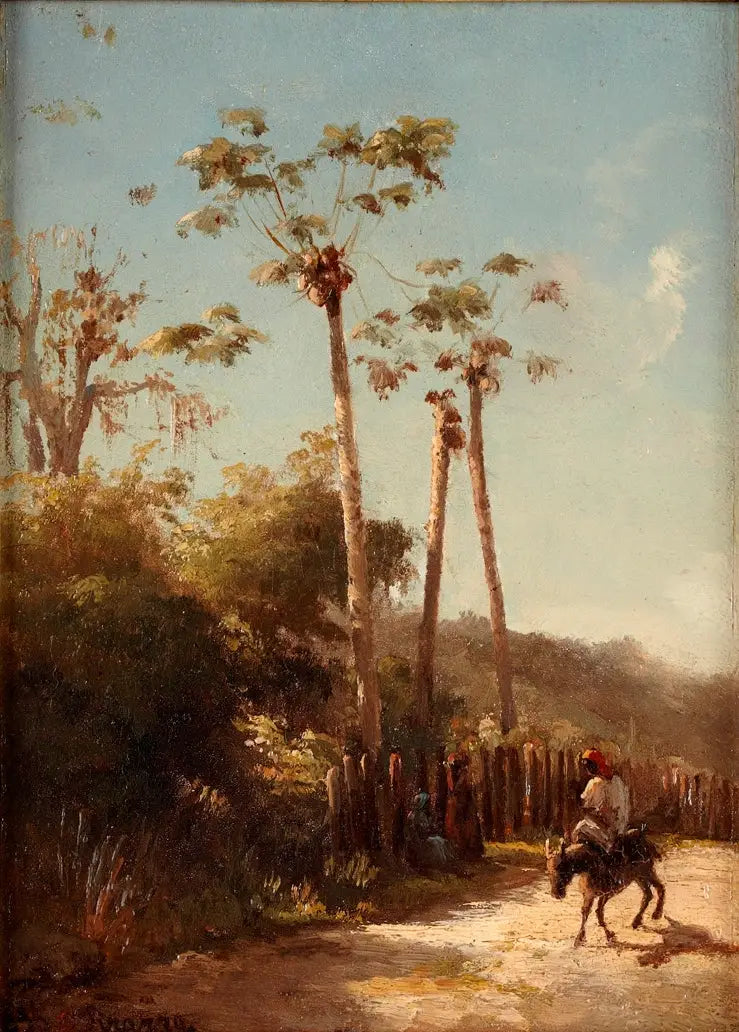 Antillernas landskap, ryttare och åsna på en väg - Camille Pissarro