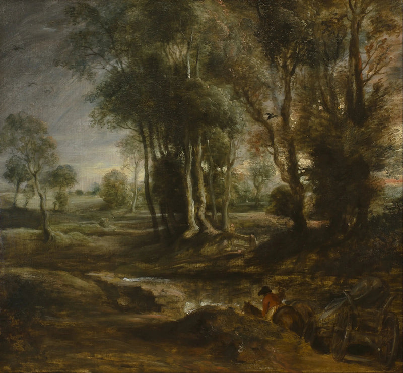 Kvällslandskap med vedkärra - Peter Paul Rubens