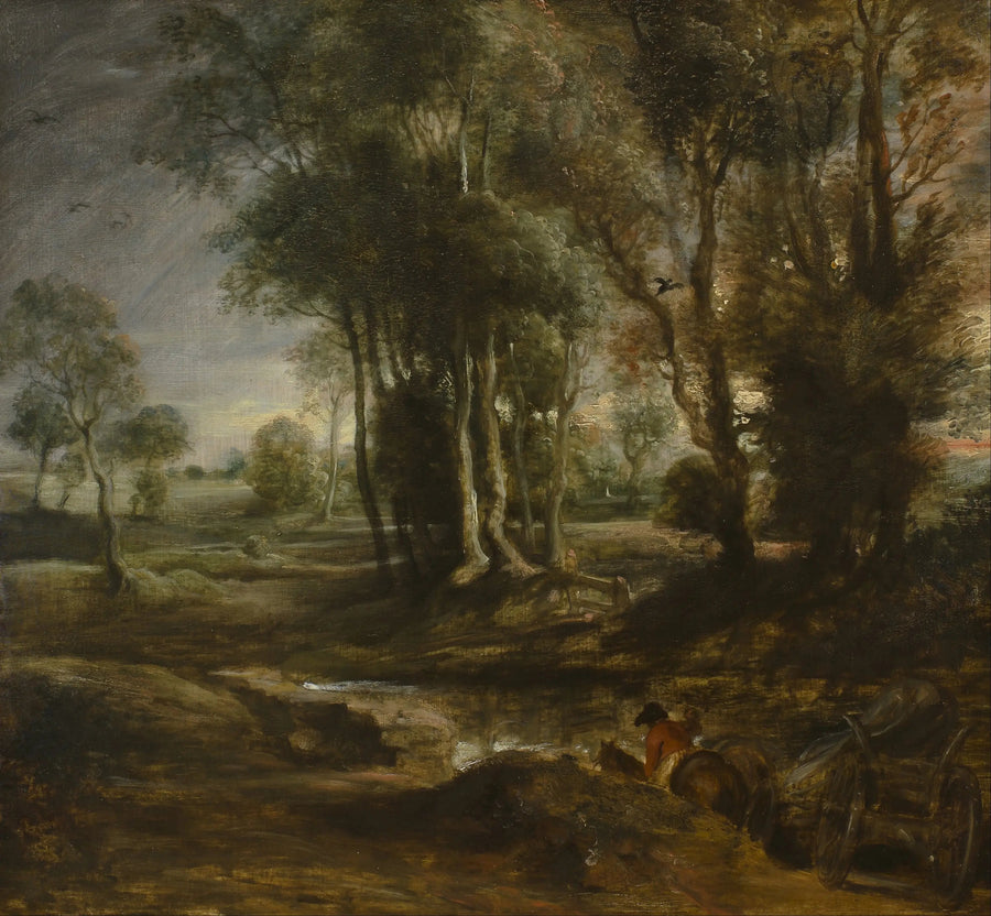Kvällslandskap med vedkärra - Peter Paul Rubens