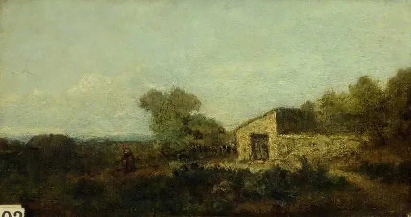 Landskap och jordbruksbyggnader - Jean-Baptiste Camille Corot