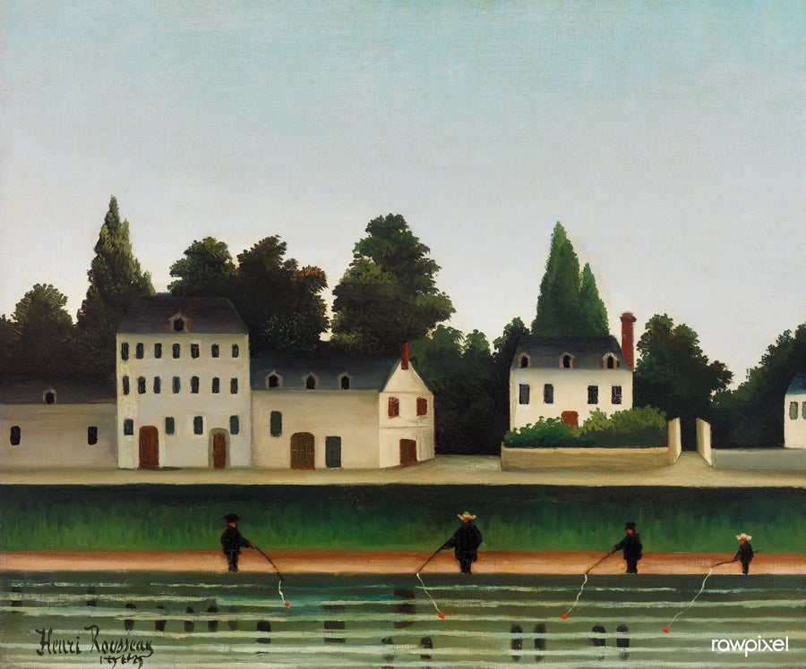 Landskap och fyra fiskare vid linan - Henri Rousseau