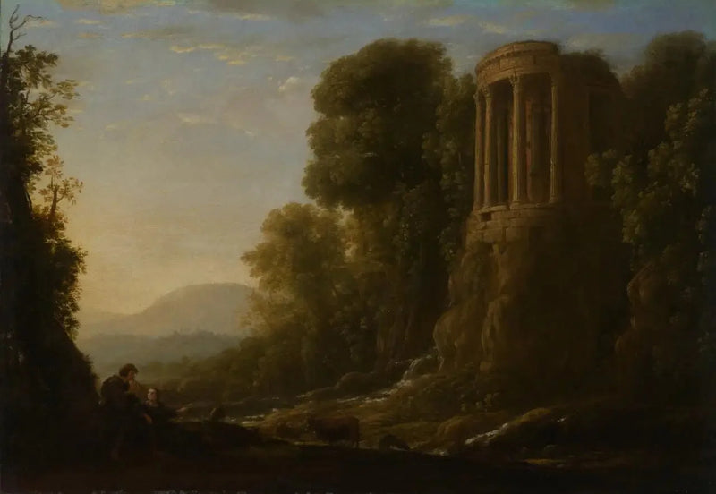 Flodlandskap med Tiberstempel i Tivoli - Claude Lorrain