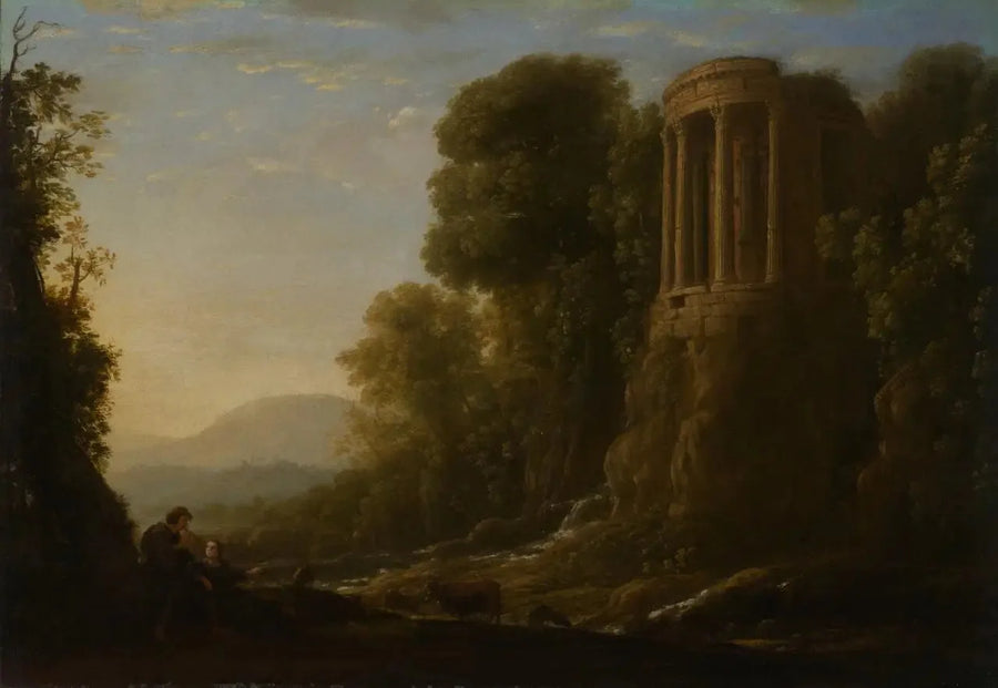 Flodlandskap med Tiberstempel i Tivoli - Claude Lorrain