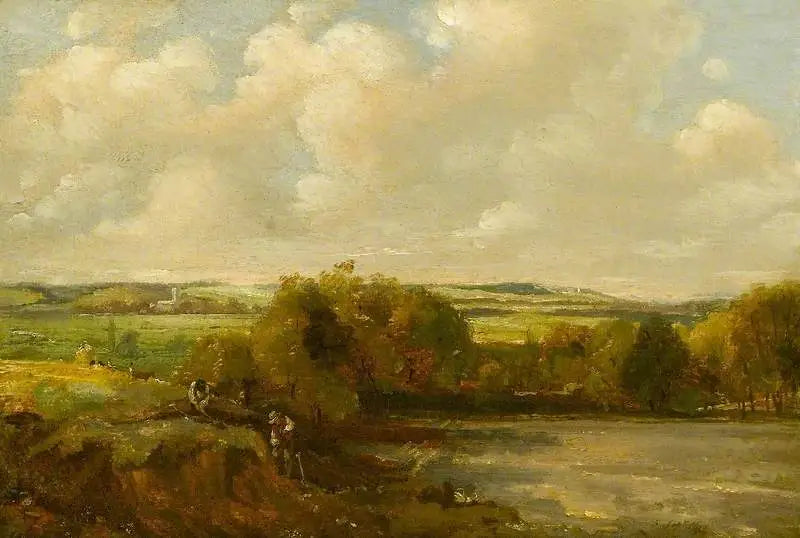 Flodlandskap med arbetare som gräver - John Constable
