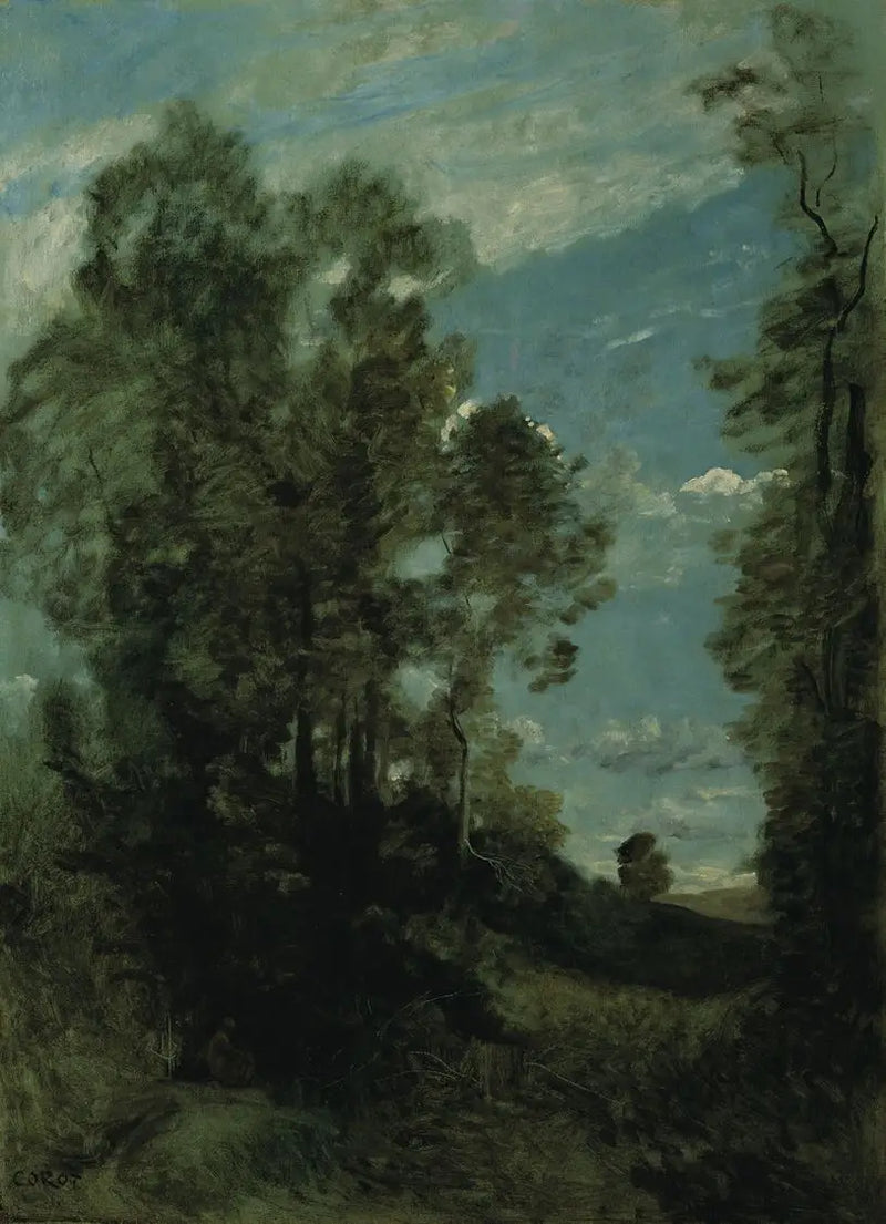 Skoglandskap (morgon) - Jean-Baptiste Camille Corot