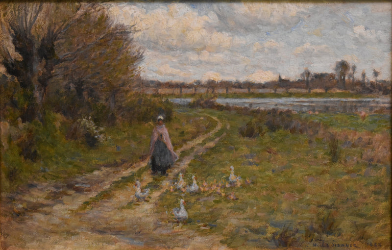 landskap, gåsbevakare - Henri Le Sidaner