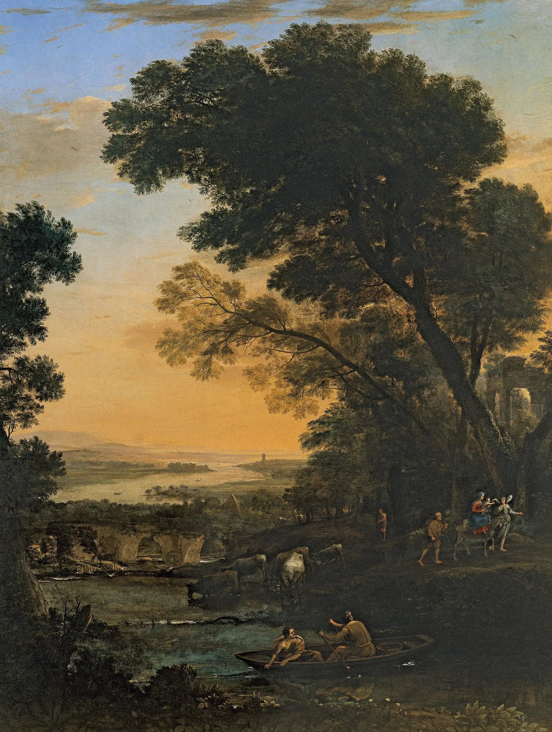 Idylliskt landskap med flykten till Egypten - Claude Lorrain