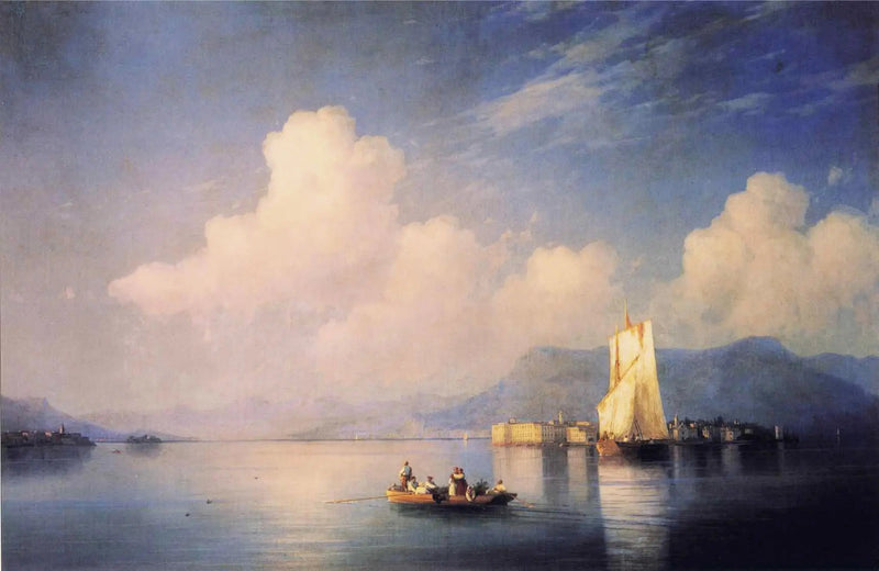 Italiensk landskap (Maggiore-sjön), kväll - Ivan Aïvazovski